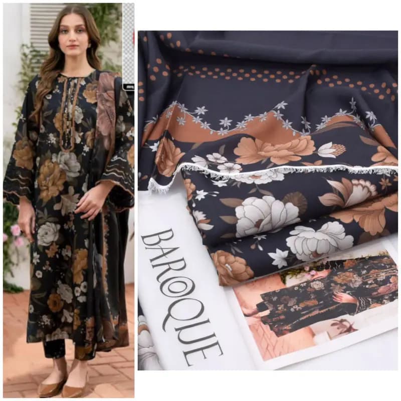 Iznik Karandi Unstitched Printed 3-Piece Suite
