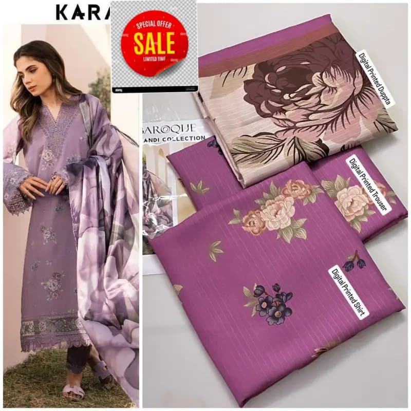 Iznik Karandi Unstitched Printed 3-Piece Suite