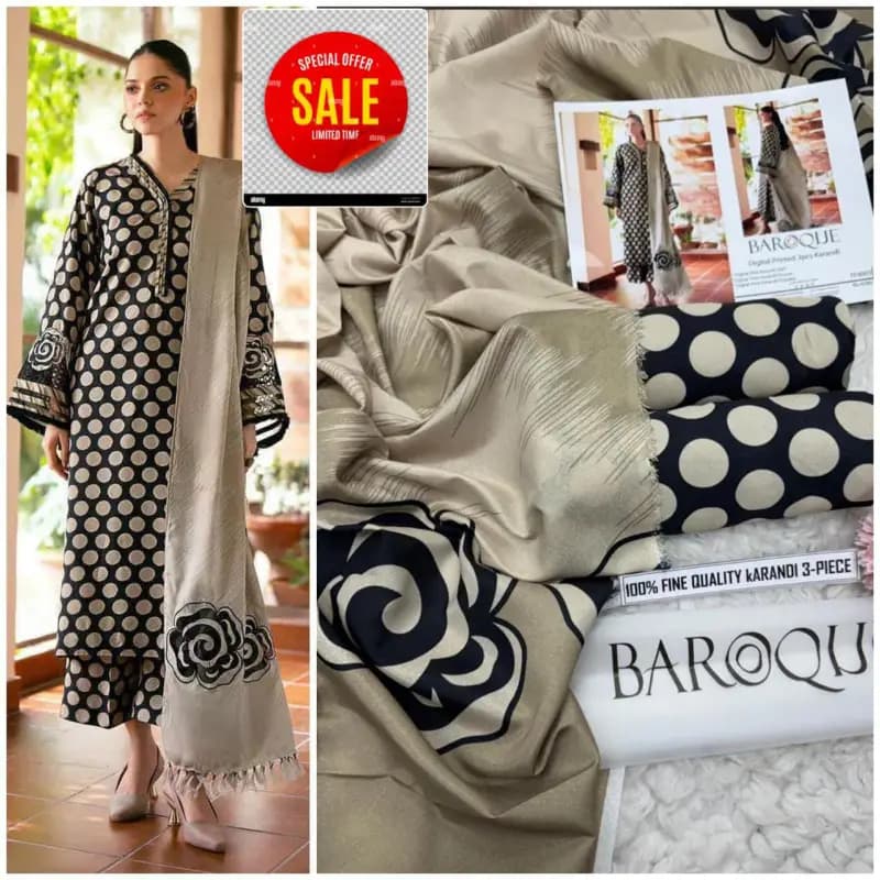 Iznik Karandi Unstitched Printed 3-Piece Suite