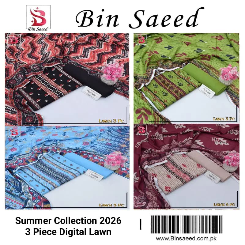 Bin Saeed 3 Piece Digital Lawn Summer Collection 2026