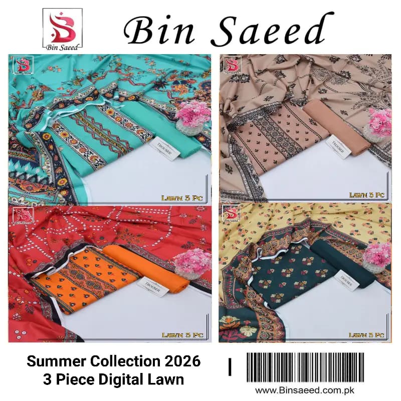 Bin Saeed 3 Piece Digital Lawn Summer Collection 2026