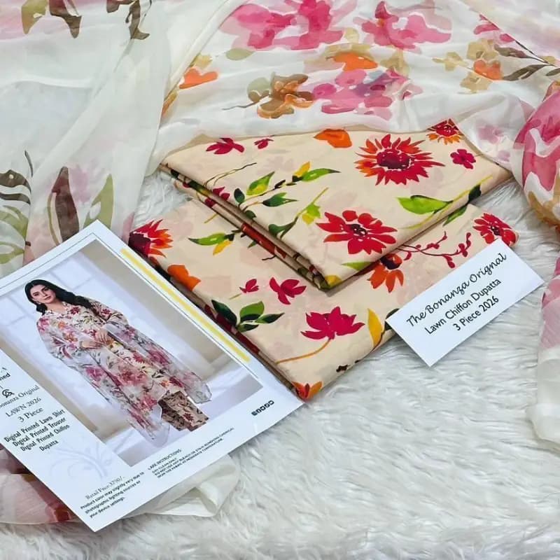 THE BONANZA 3 Piece Lawn Summer Collection 2026